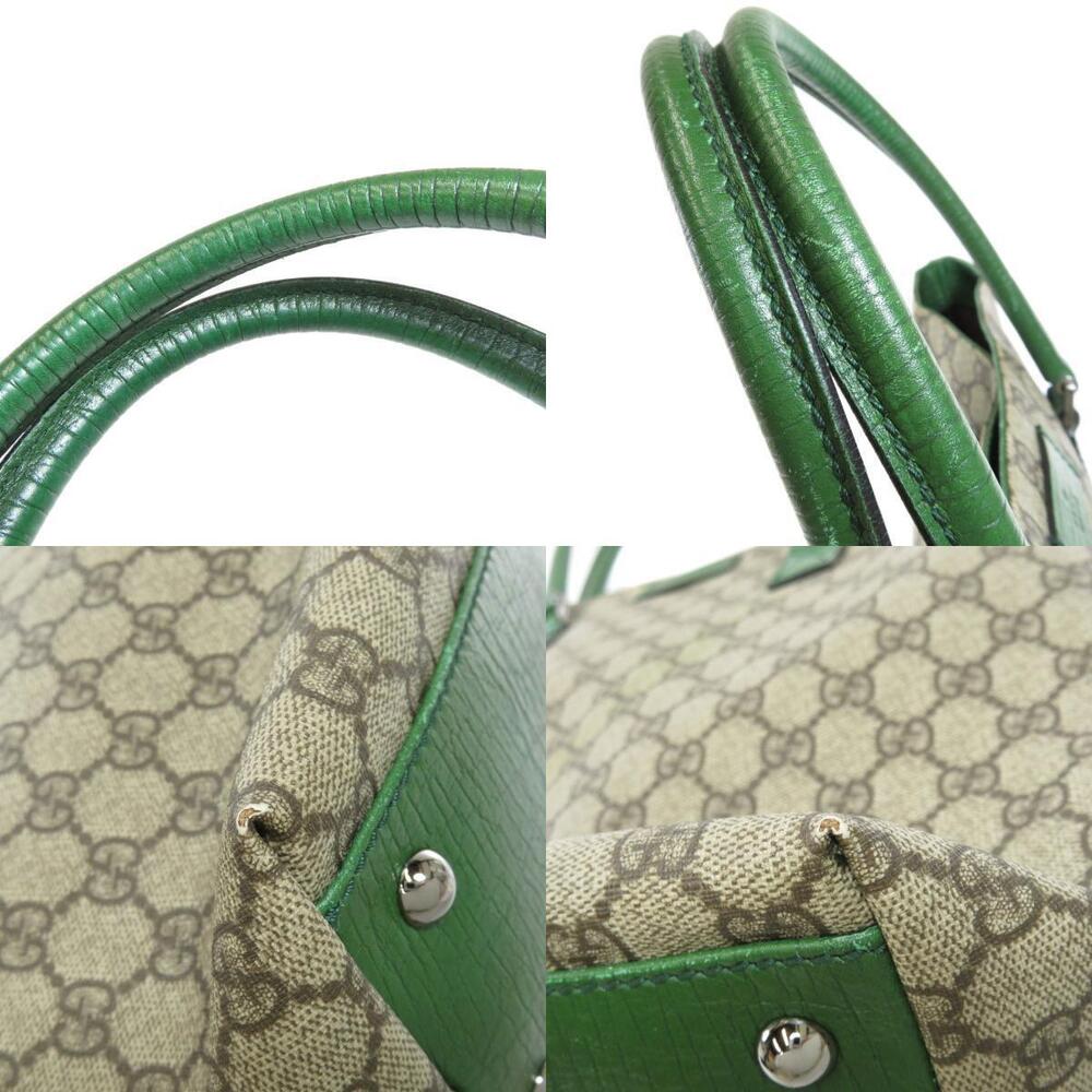 Gucci GG Supreme Tote Bag green leather handles trim - Picture 9 of 11